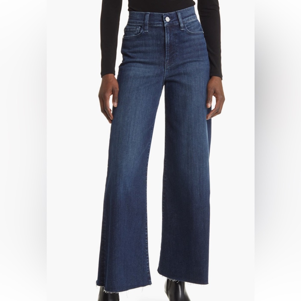 Frame Le Palazzo Raw Hem High Waist Crop Wide Leg Jeans